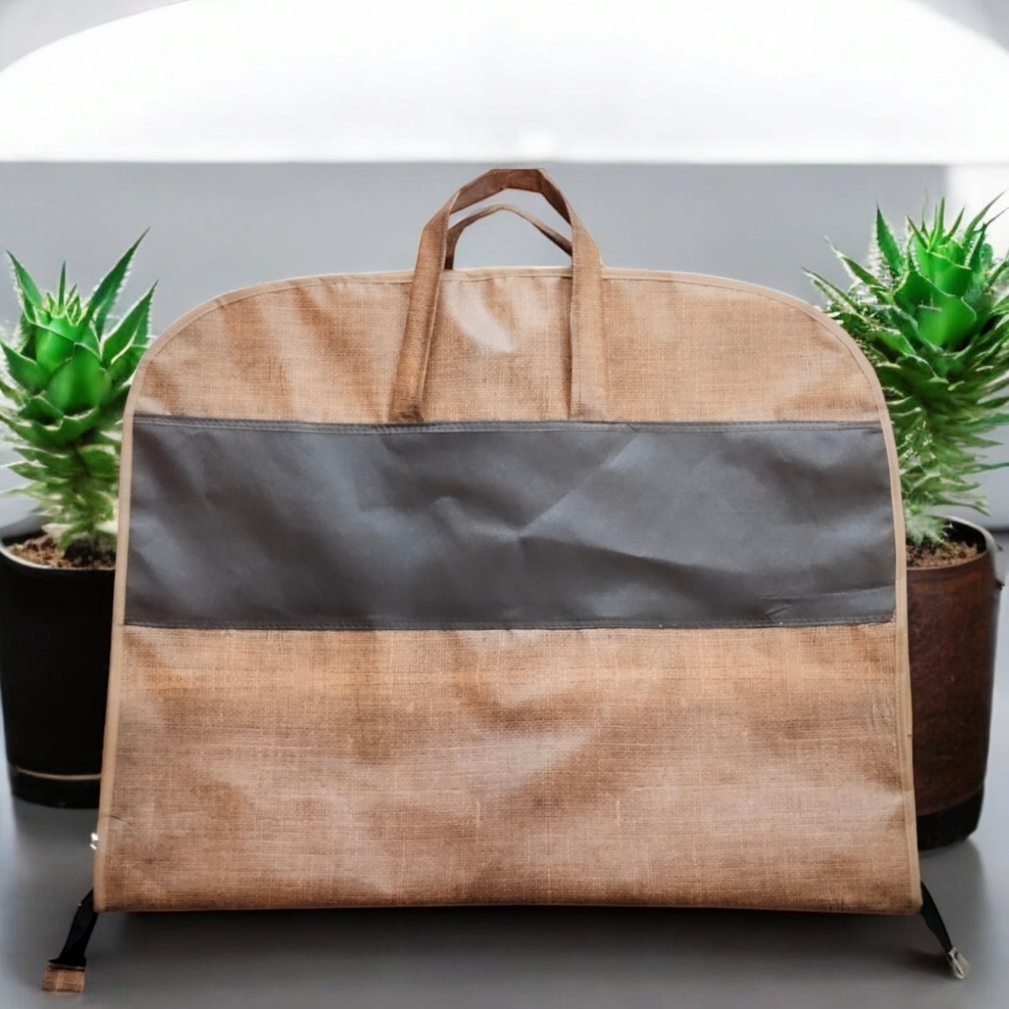 Premium Jute Finish Blazer | Coat | Suit Cover – Foldable Garment Bag with Transparent Front & Dual Zippers