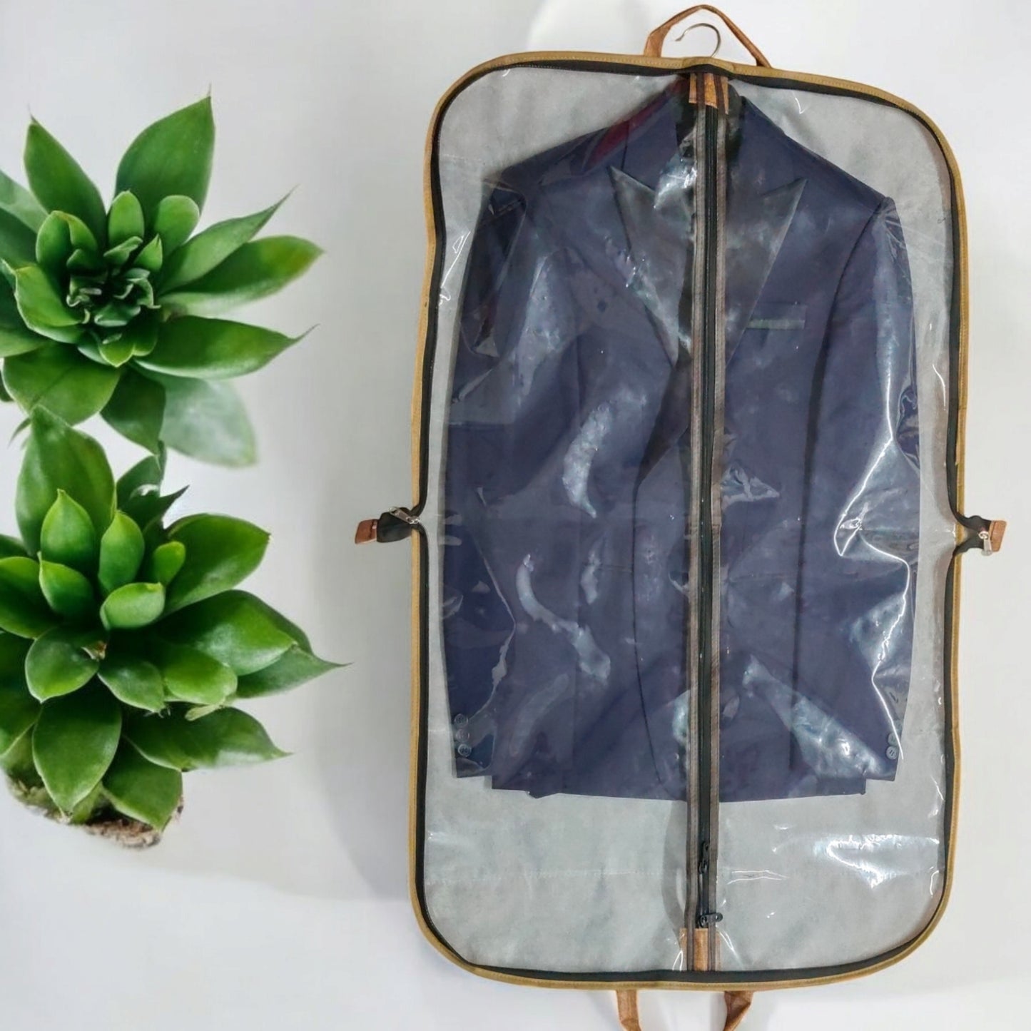 Premium Jute Finish Blazer | Coat | Suit Cover – Foldable Garment Bag with Transparent Front & Dual Zippers
