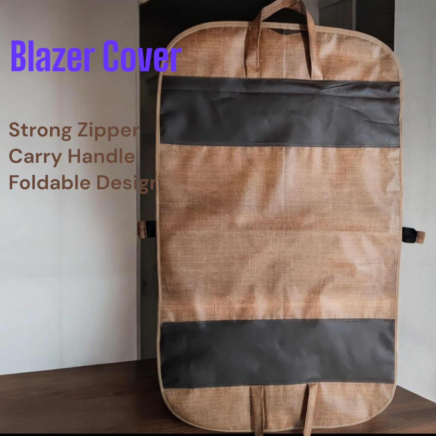 Premium Jute Finish Blazer | Coat | Suit Cover – Foldable Garment Bag with Transparent Front & Dual Zippers