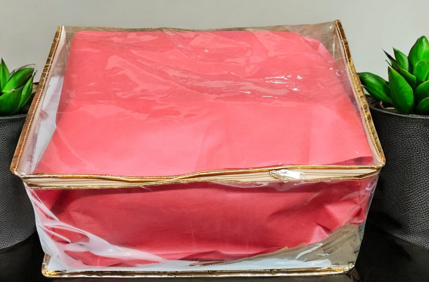 Foldable transparent storage bag for heavy chaniya and gowns