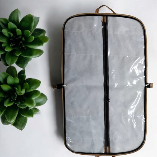 Premium Jute Finish Blazer | Coat | Suit Cover – Foldable Garment Bag with Transparent Front & Dual Zippers